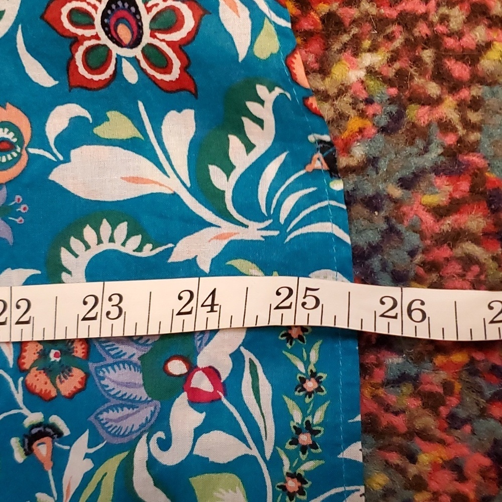 Talbots band collar popover turquoise blue jocobean floral 100% cotton sz. PL - Picture 9 of 10